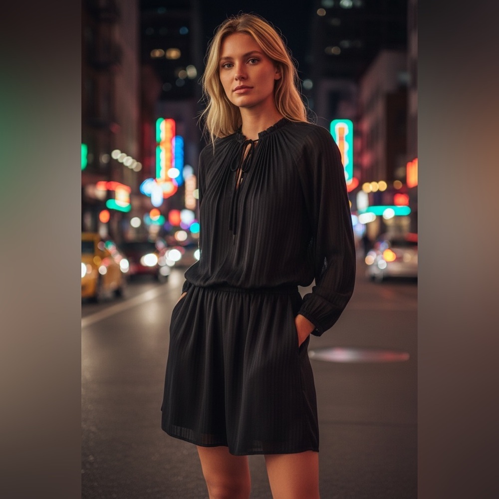 DVF Diane Von Furstenberg Mikino Silk Pleated Mini Tunic Dress